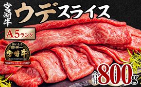 宮崎牛 A5ランク ウデ スライス 400g×2パック　合計800g_M132-042