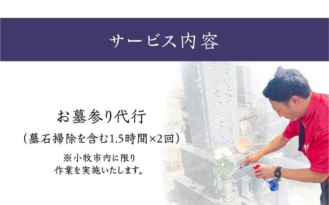 お墓参り代行B（墓石掃除を含む1.5時間程度×２回）[067S02]
