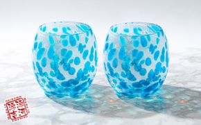 【琉球ガラス】源河源吉　海の雫　水色（タル２個セット）