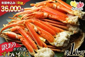 訳あり ボイル ずわいがに 肩付き脚 総重量1kg カニ かに ズワイガニ ずわい蟹 ズワイ蟹 ずわい ズワイ 蟹 カニ カニ脚 蟹脚 不揃い 規格外 海鮮 [カネダイ 宮城県 気仙沼市 20564325_CF03]