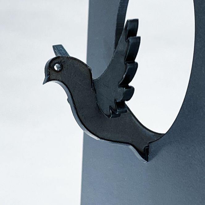 GRAVIRoN Bird Clock ハト 酸洗鉄（置き時計）195×85×92mm 390g