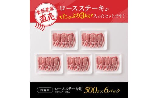 宮崎県産豚肉 小野さんちの豚ロースステーキ 3kg 【 豚肉 豚 肉 宮崎県産 小分け 6パック 】 [E10507]