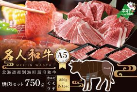 黒毛和牛 750g 焼肉用（カルビ・ウデ・モモセット 250g×各1P）【TB0000008】