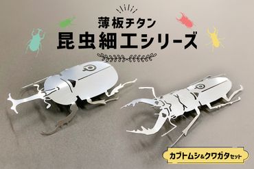 薄板チタン昆虫細工シリーズ（クワガタ＆カブトムシ セット）　【0067-013】