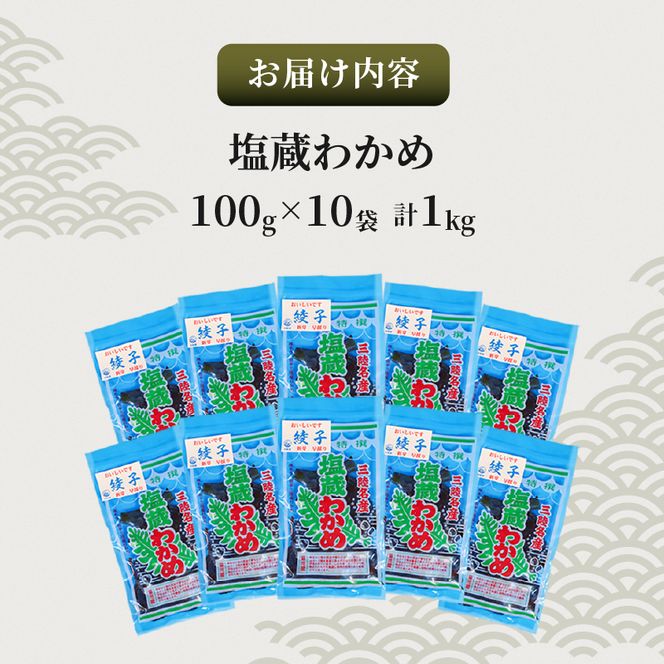 三陸産 塩蔵わかめ 100g×10パック 計1kg 小分け [nomura035]