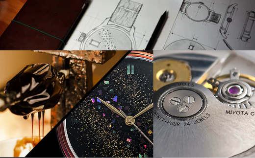 T69-01 【世界に1本の腕時計 漆】ドリームウォッチ 輪島螺鈿・色替えケース