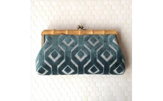 【siesta】がま口　クラッチバッグ＊ブルーグリーン FAA7015
