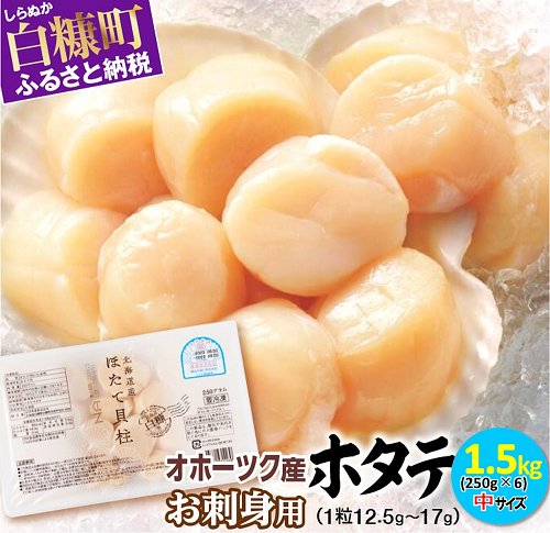 オホーツク産お刺身用ホタテ【1.5kg（250g×6）】※ご入金確認後60営業日以内にお届け※