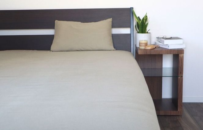 G1962 【tissu de coton/ダブルガーゼ】シングルフラットシーツ＆ピローケースセット（オリーブ）