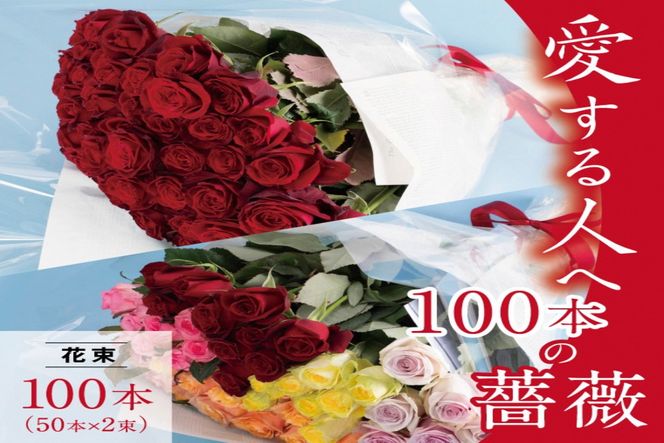 C-13 愛する人へ「１００本の薔薇」（３色ミックス）（岡山県笠岡市
