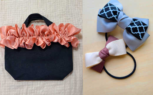 【ハンドメイド作家作品】fluffy bag ( ピンク )& ヘアゴム 1個 セット《築上町》【＊serendipity＊】 [ABAS009]