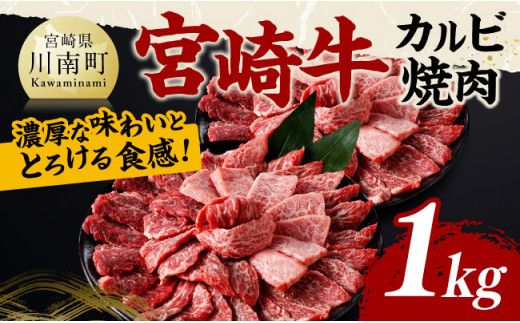 宮崎牛 カルビ焼肉 1kg 【 肉 牛肉 国産 宮崎県産 黒毛和牛 カルビ 焼肉 】[D11429]