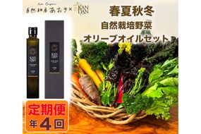 【年4回定期便】春夏秋冬自然栽培野菜KANDANオリーブオイル180gセット　2～3人用　DZ00020