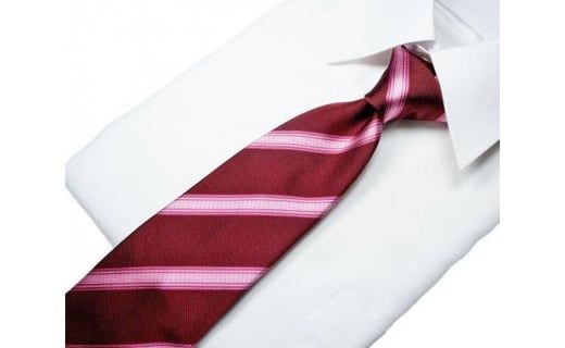 郡内織物「富士桜工房」シルクネクタイ ぼかし縞 蘇芳 FAA1003