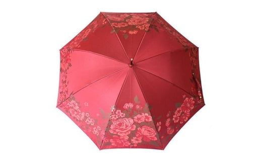 槙田商店【晴雨兼用】長傘 ”絵おり” 大バラ：エンジ FAA5069