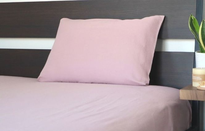 G1963 【tissu de coton/ダブルガーゼ】シングルフラットシーツ＆ピローケースセット（くすみ桜）