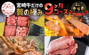 定期便 宮崎牛 食べ比べ 贅の極み 9ヶ月コース_M109-T023