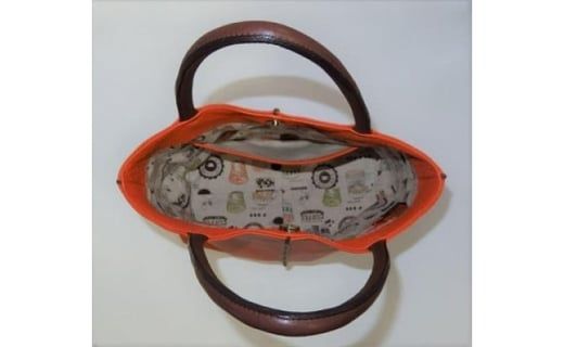 「鞄工房　香」センターライントートバッグ オレンジ FAA3021