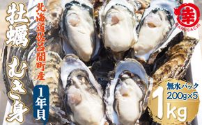 【先行予約】カキ むき身 1年貝 1kg（200g無水パック×5） 佐呂間産（2024年10月中旬より発送） SRMA013