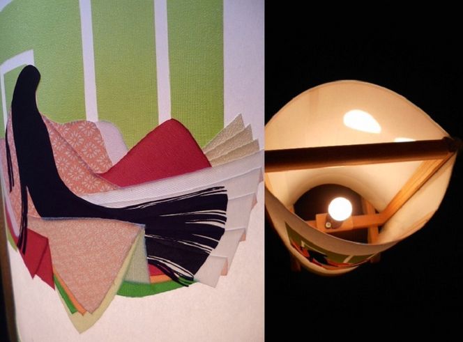 050F080 着物生地で作ったおしゃれな行灯（あんどん）源氏香