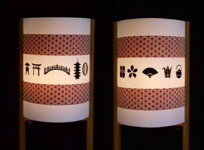 030D060 着物生地で作ったおしゃれな行灯（あんどん） 日本の文化