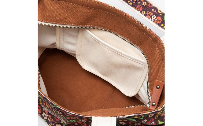 「琉球帆布」ショッピングトート / ブーゲンビリア - 帆布 布 丈夫 トートバッグ 人気 アーティスト イラストレーター Pokke104 池城由紀乃 おしゃれ レディース ファッション お出かけ かばん 鞄 手仕事 手づくり ハンドメイド 琉球帆布 伝統技術 沖縄県 八重瀬町【価格改定】