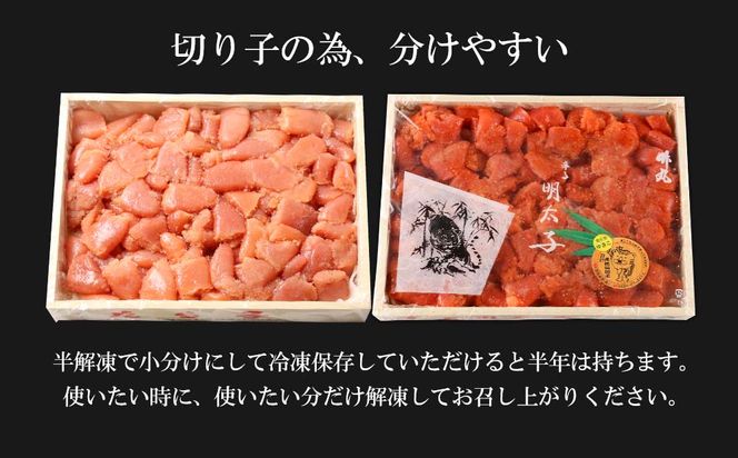 【北海道虎杖浜加工】 業務用たらこ 4切 2kg (1箱)と業務用明太子 4切 2kg (1箱)のセット AK050 