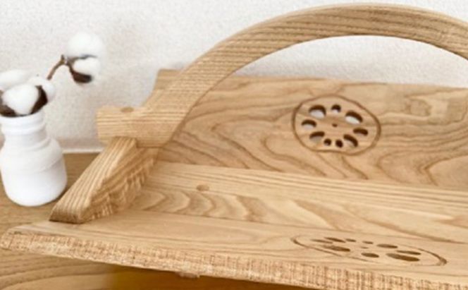 小物入れ 収納 おしゃれ 木製 バスケット 物入れ 雑貨 ナチュラル 無垢材 国産 栗の木 栗材 インテリア 藤枝家具 遊木舎 栗の木の贅沢小物 ハスバスケットL [PT0012-000042]