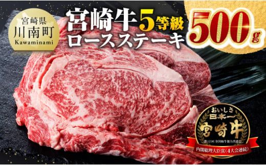 5等級!宮崎牛ロースステーキ500g 肉 牛 牛肉 国産 黒毛和牛[D0612]