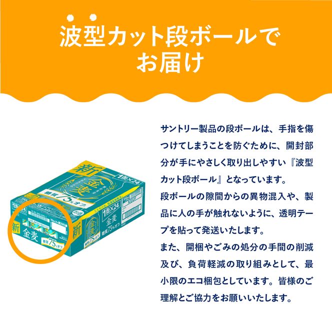 【3ヵ月定期便】サントリー 金麦 糖質75％オフ 350ml×24本 3ヶ月コース(計3箱) 〈天然水のビール工場〉 群馬 送料無料 お取り寄せ お酒 生ビール お中元 ギフト 贈り物 プレゼント 人気 おすすめ 家飲み 晩酌 バーベキュー キャンプ ソロキャン アウトドア