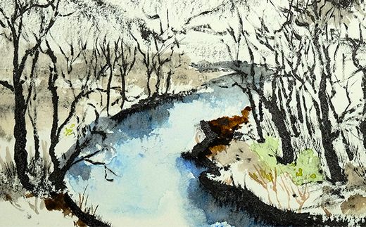 絵画 1枚 「早春の別保川」 | 北海道 釧路町の 大自然 Mナオキオリジナル 作品 北海道 釧路町 釧路超 特産品 121-1263-64