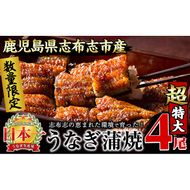 【数量限定】うなぎの大楠＜超特大＞4尾セット計760g以上(190g×4) c3-022