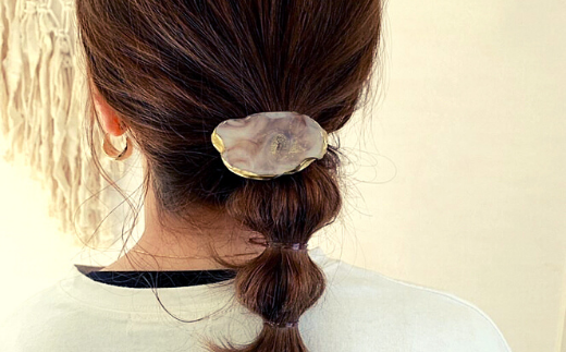 【国産樹脂使用】アゲートスライス ヘアアクセサリー ヘアゴム 2個《築上町》【＊serendipity＊】ハンドメイド [ABAS002]