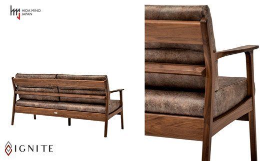 IGNITE ソファー3人掛け【ウォルナット材】 JIG-LSW193-30 PNW/DエームマスターTK