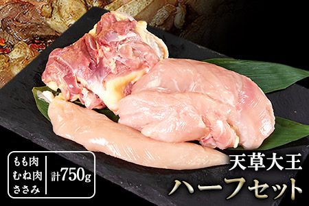 天草大王 ハーフセット 約750g[幻の地鶏]もも・むね・ささみ各1枚 熊本県産 長洲町[60日以内に出荷予定(土日祝除く)]---dn_fasohalf_60d_r7_11000_750g---