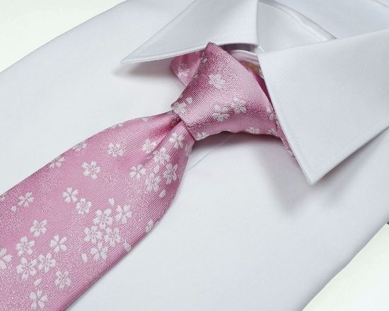 郡内織物「富士桜工房」シルクネクタイ 桜花 桜色 FAA1064
