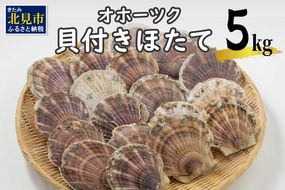 オホーツク貝付きほたて 5kg(30枚～50枚)( 海鮮 魚介 魚介類 貝 貝類 ホタテ ほたて 帆立 殻付き 貝柱 贈答 ギフト 贈り物 お中元 お祝い BBQ バーベキュー )【031-0013】