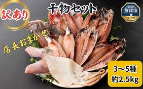 おまかせ訳あり干物セット（3～5種） 約2.5kg 富山 魚津 浜浦水産 自家用 家庭用