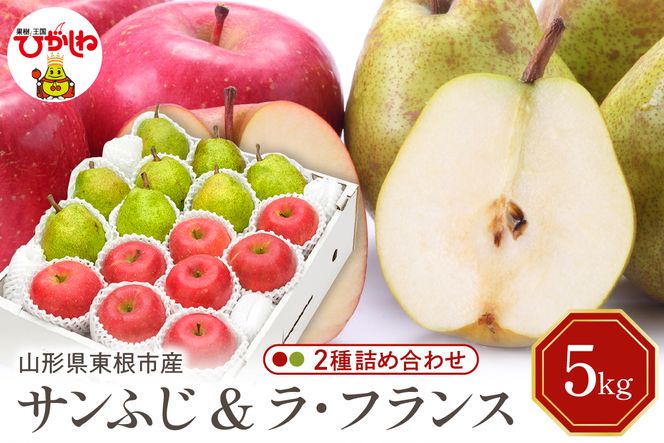 【2026年産】サンふじ&ラフランス 詰め合わせ 5kg 秀品 化粧箱入り 山形県 東根市 東根農産センター提供 hi027-211-r8
