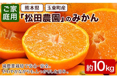 みかん ご家庭用『松田農園』ご家庭用みかん 約10kg(S-2Lサイズ) たっぷり [日付指定不可] 予約受付中 フルーツ 秋 旬 約10kg 熊本県玉名郡玉東町『松田農園』 こだわり ミカン!ちょこっと 訳あり[11月上旬-1月下旬頃より順次出荷]---sg_wmmikan_ak111_r7_10500_10kg---