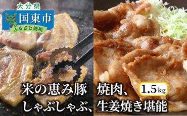 米の恵み豚/焼肉,しゃぶしゃぶ,生姜焼き堪能1.5kg_1176R
