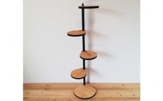 【角にも置ける】しずくのスタンドシェルフ 4段タイプ ナチュラル（天然木/完成品） [新星金属製作所 大阪府 守口市 20940986] 