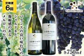 定期便 ワイン 赤 白 安曇野メルロー & 安曇野シャルドネ 各 750ml 6回 計 12本 [シャトー・メルシャン 勝沼ワイナリー 長野県 池田町 48110306] 飲み比べ 赤ワイン 白ワイン 赤白