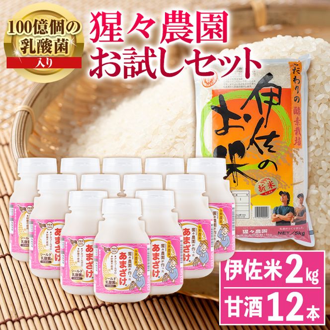 A0-31 猩々農園が作ったあまざけ(1.92kg・160g×12本)と伊佐のお米(2kg)セット！自社農園で麹から丁寧に手作りした甘酒と伊佐米ヒノヒカリ！ノンアルコール！【猩々農園】