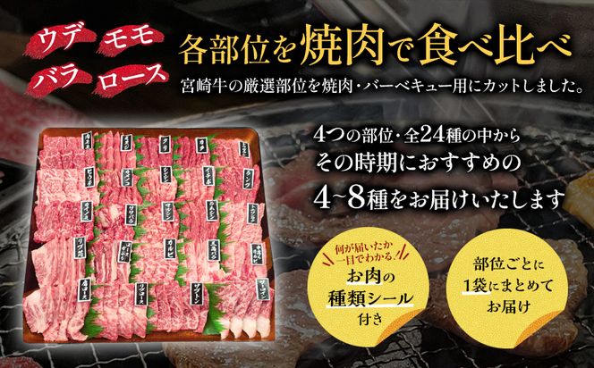  数量限定 宮崎牛 焼肉食べ比べ 4種～8種盛り 合計800g _M243-016