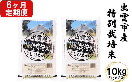 特別栽培米　出雲市産コシヒカリ　10 ｋｇ×6回　定期便6ヵ月　お米　【12-001】
