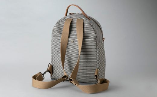 J-194】kii工房 帆布かばん 山型リュック 千鳥柄 【高島屋