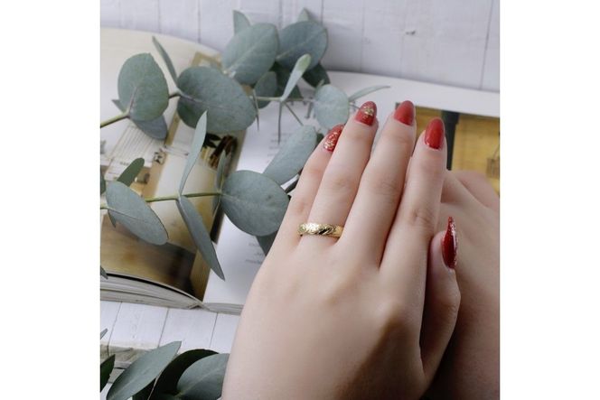 【O53-003】ハワイアンリング イエローゴールド（波）