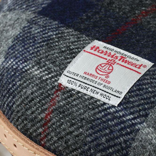 まぁるいスツール【ネイビー&グレーチェック×ブラウン】 子供 椅子イスキッズ HARRIS TWEED（ハリスツイード） 家具   Z089