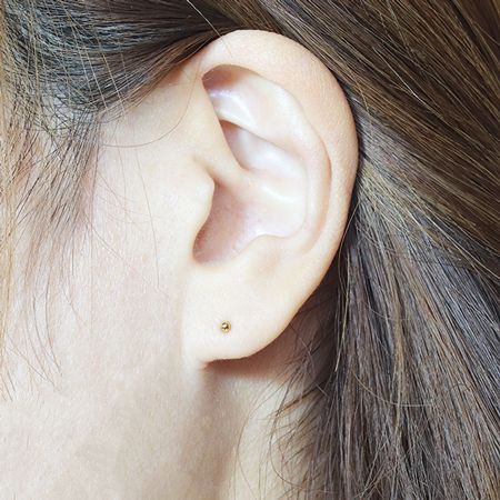 K18イエローゴールドK18丸玉直結ピアス（直径10mm） - アクセサリー